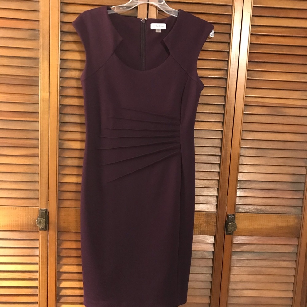 Calvin Klein Starburst Sheath Dress Aubergine